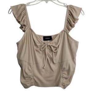 Cider Women's Sleeveless 1XL 'Stretchy' Beige Top